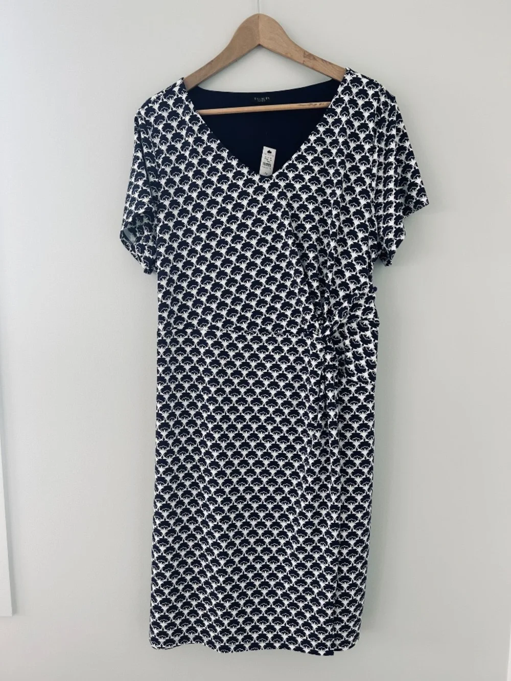 NWT Talbots Short Sleeve V-Neck Wrap Style Dress in Blue & White Sz 1XP